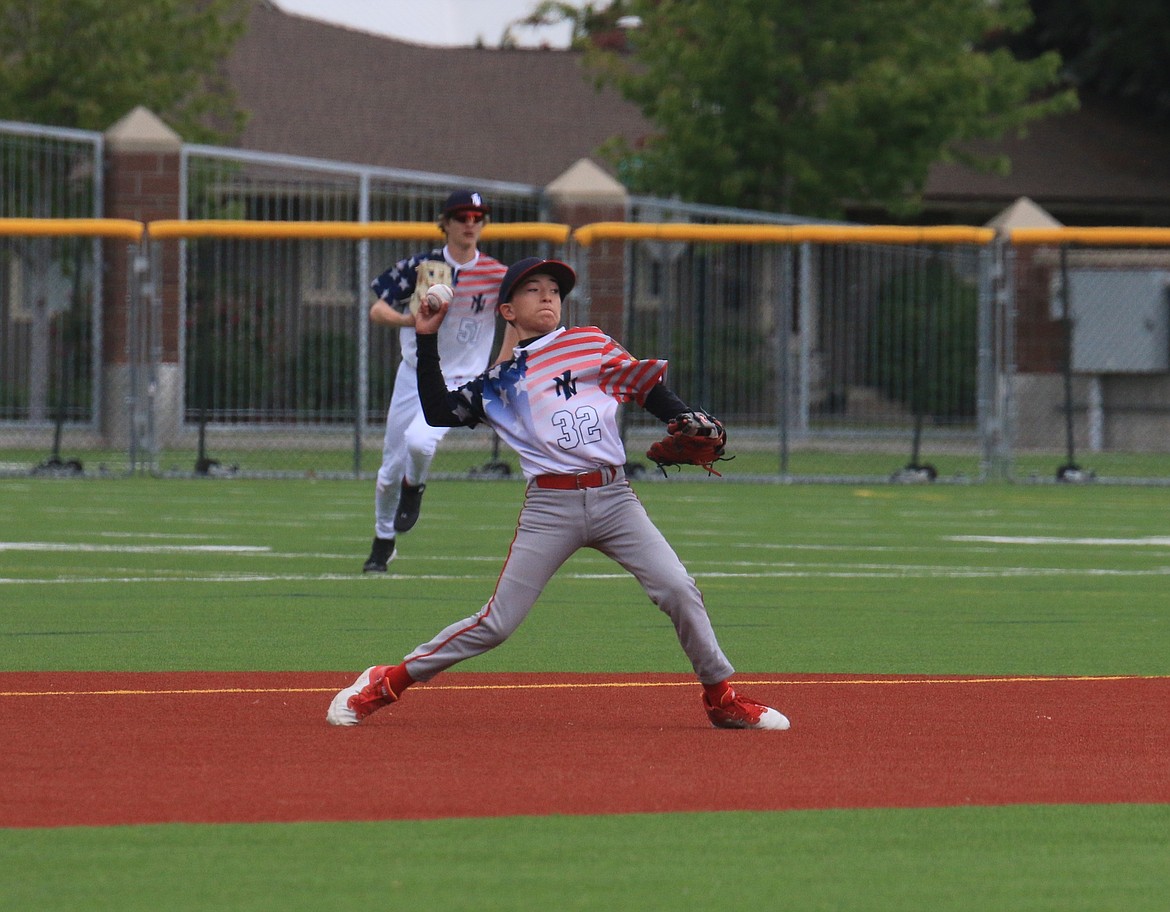 Cody Gutierrez throws to first after fielding a ground ball at shortstop during the second game.