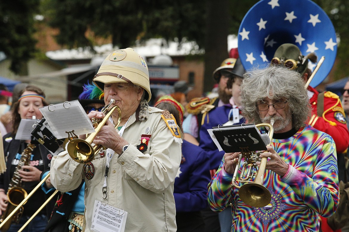 Peace and Justice Activist Musical Rascals of Spokane, a community marching band, entertained the crowd Saturday in City Park.