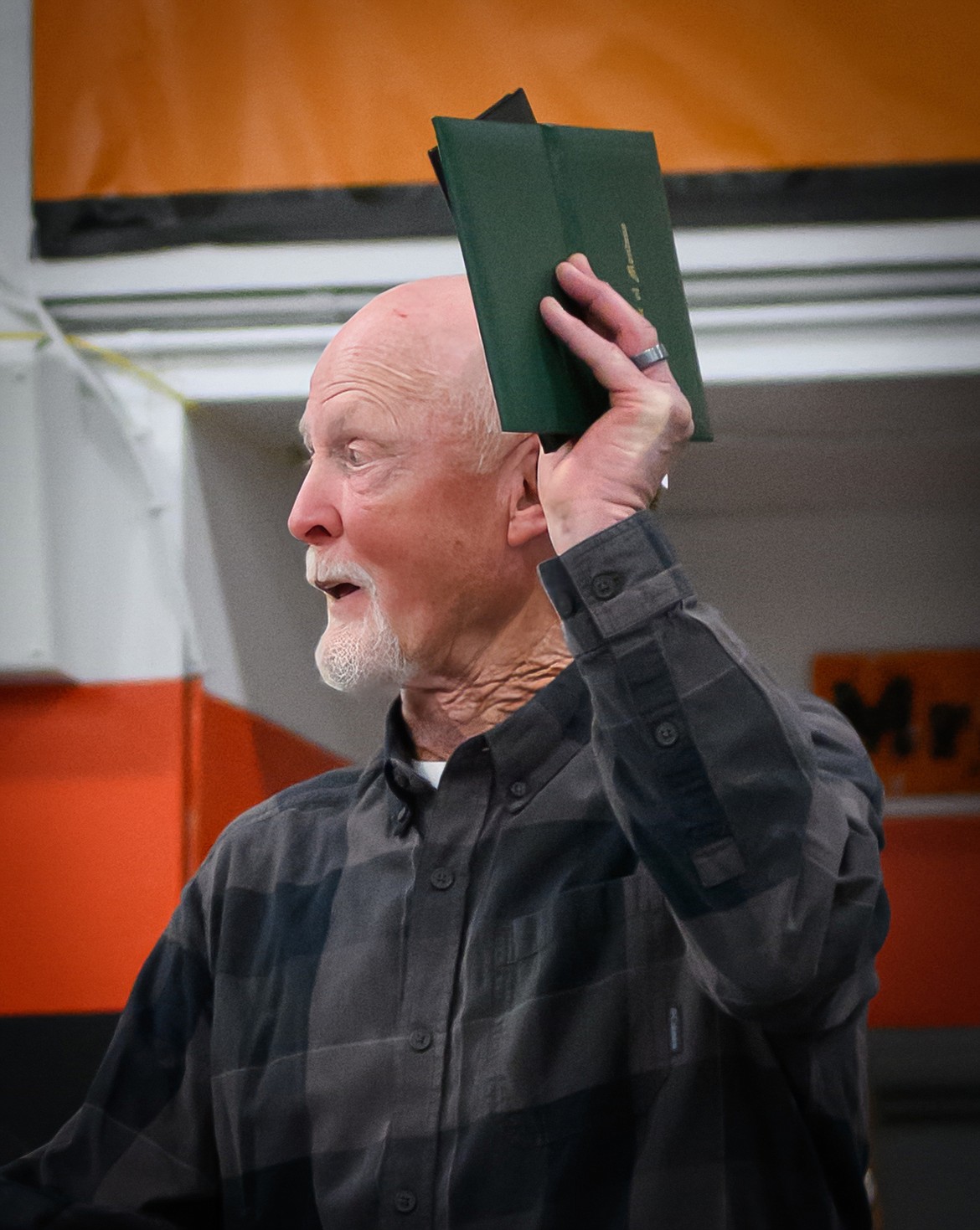 Vietnam War veteran Patrick Cleveland receives his diploma during the Plains High School graduation ceremony. (Tracy Scott/Valley Press)