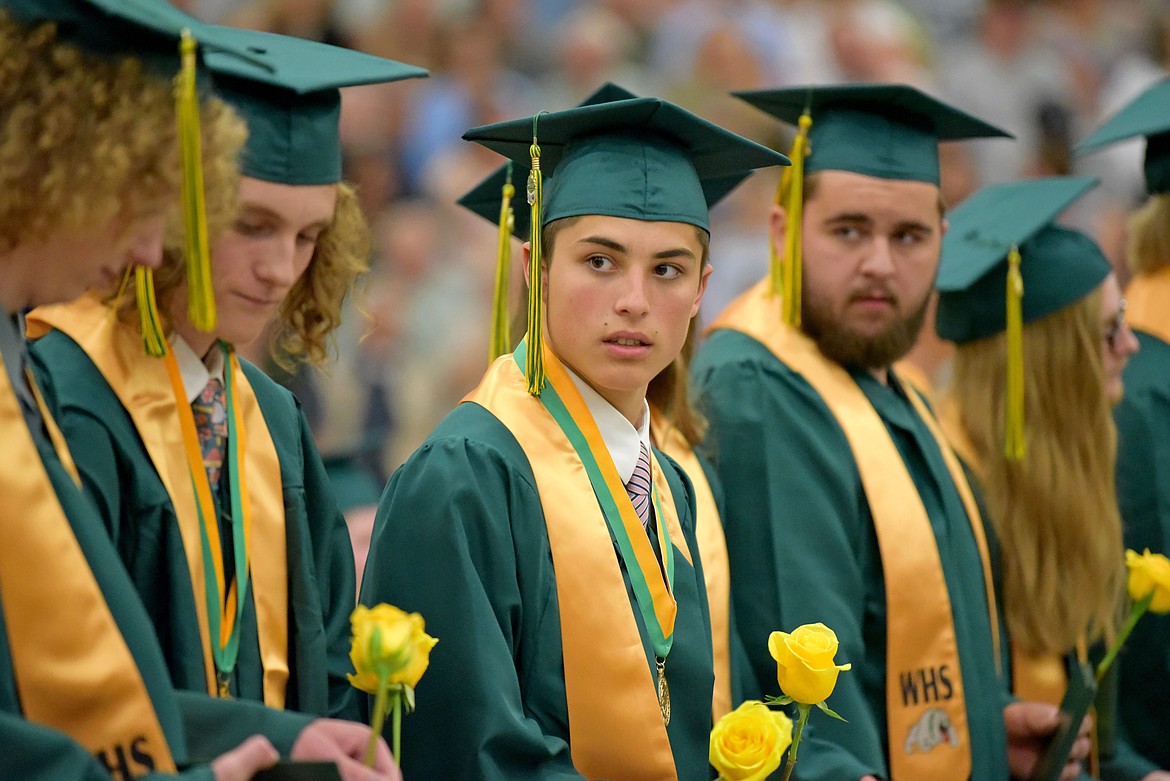 From left to right are graduates George Bowland, Wyatt Breck, Ethan Bourque and Brendan Bogut. (Kelsey Evans/Whitefish Pilot)