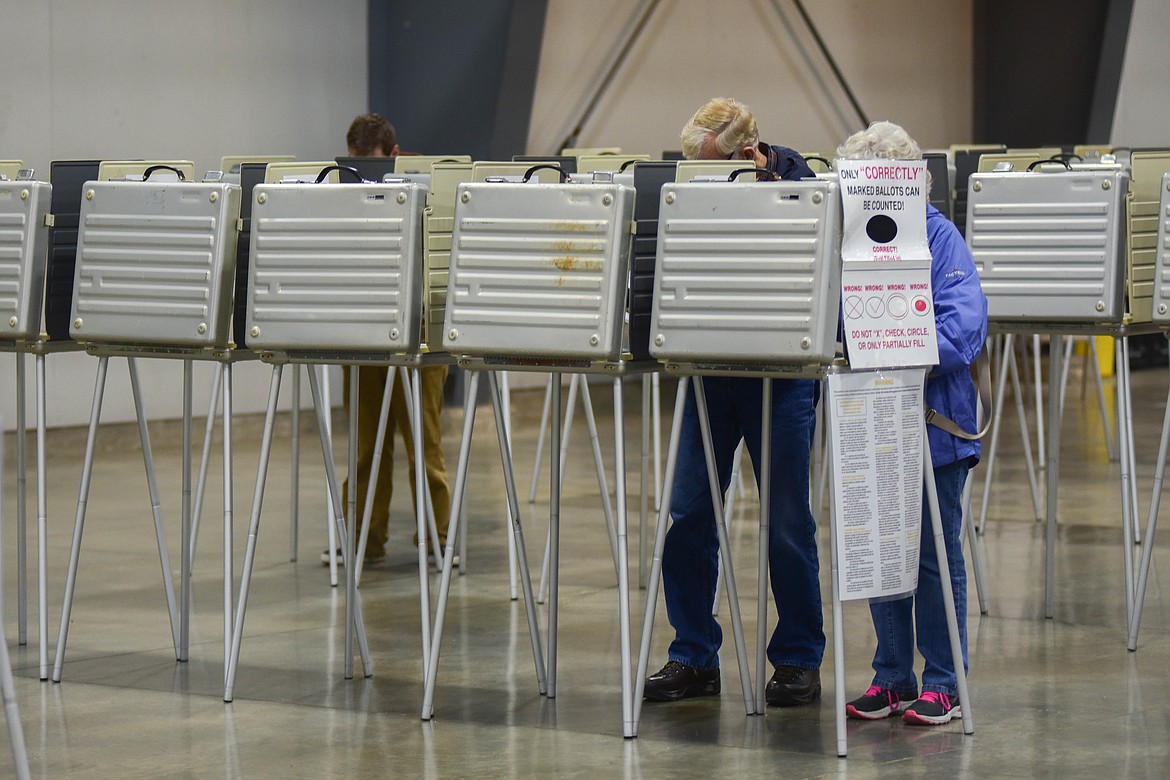 Montana voters convene at the Flathead County Fairgrounds to vote in the primary election on June 4, 2024. (Kate Heston/Daily Inter Lake)