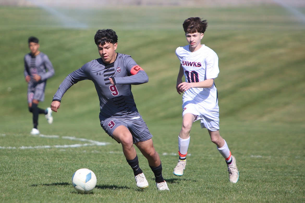 Wahluke senior Diego Olivares (9) was named the South Central Athletic Conference (East) Player of the Year during the boys soccer season this spring. Olivares was one of eight Warriors to receive all-league honors.