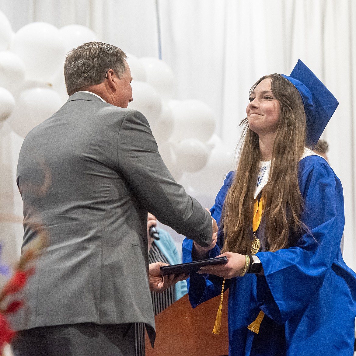 Evelyn Vigil receives her diploma. (Avery Howe/Bigfork Eagle)