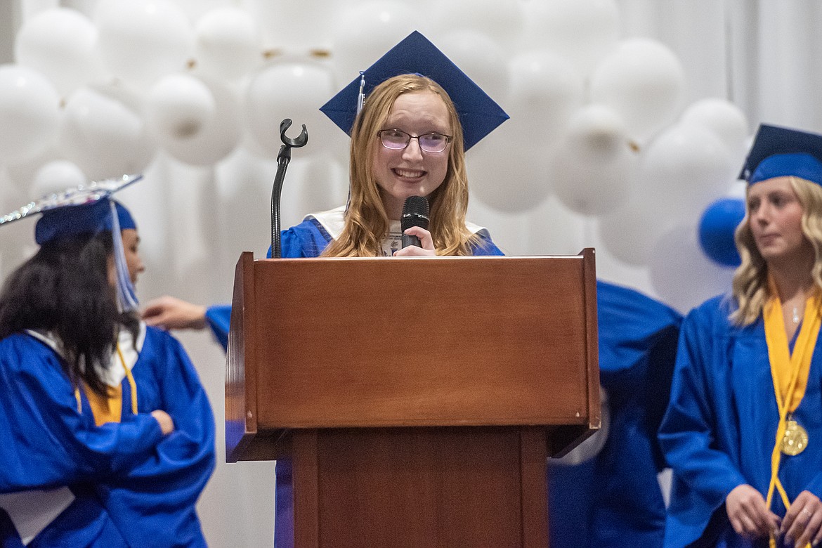 Erika Dowling gives her valedictorian speech. (Avery Howe/Bigfork Eagle photos)