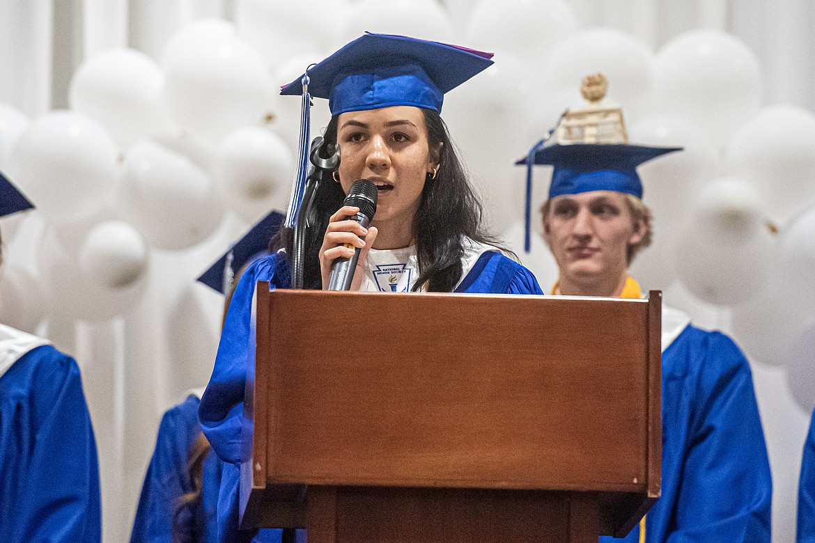 Abigail Pilskalns gives her valedictorian speech.