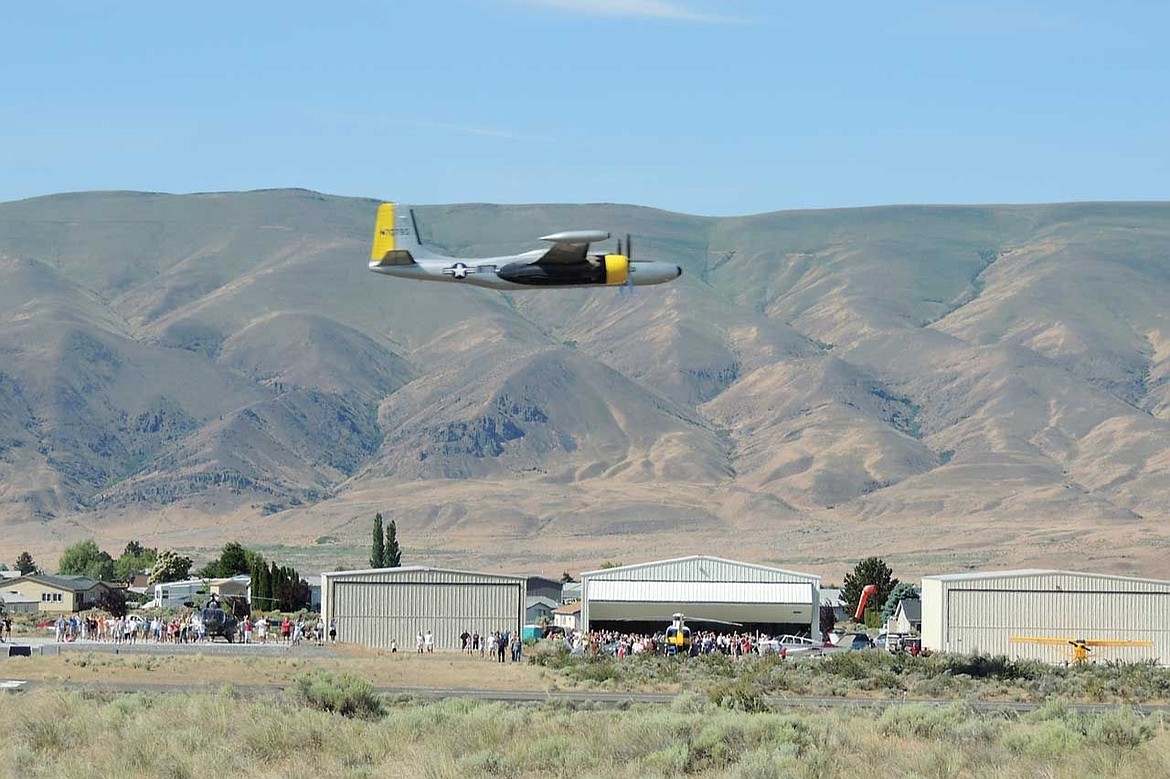 An A-26 Invader aircraft makes a fly-over appearance at the Desert Aire Fly-in and Breakfast in June 2013. 2024’s event is set for June 15 at the Desert Aire Regional Airport, from 7 a.m. to 11 a.m.