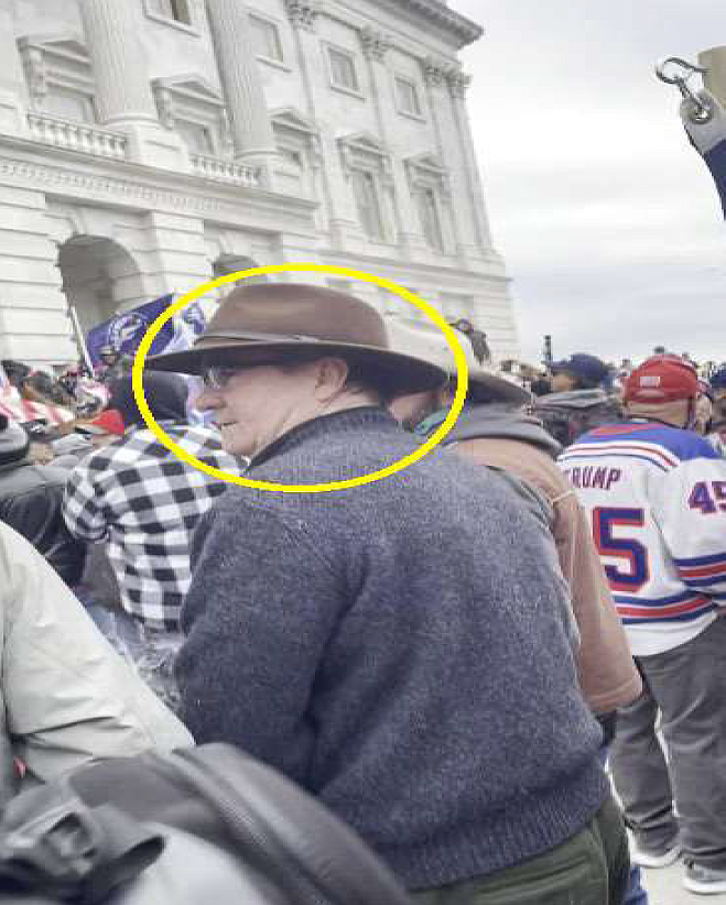 Images included in a federal criminal complaint appear to show Rathdrum resident Ronald J. Cloutier at the U.S. Capitol on Jan. 6, 2021. The images note Cloutier by circling him in yellow.