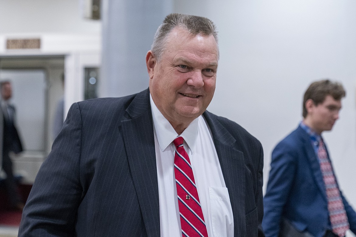 Sen. Jon Tester, D-Mont., walks to a vote on Capitol Hill, Wednesday, Sept. 6, 2023, in Washington. Tester faced off with Republican challenger Tim Sheehy during their first debate on Sunday, June 9, 2024. (AP Photo/Alex Brandon, File)