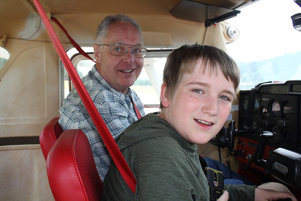 Pilot Bruce Doering had 1-on-1 time with his passengers as his Cessna 152 had only a passenger seat available. 4 private planes spent Saturday morning giving about 20- 5th and 6th grade Superior students a ride after they completed a flight class that 5th grade teacher Angie Hopwood offers every year. The Fly-In morning is the reward for all of the students.