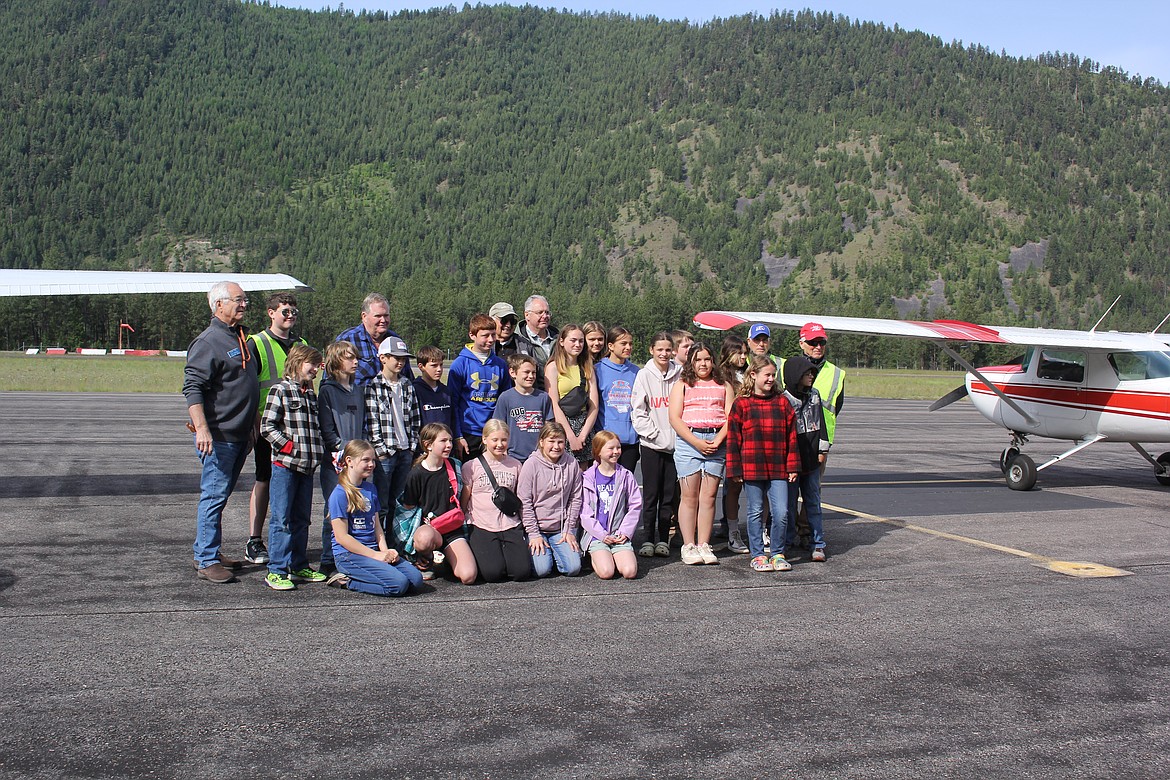 About 20-Superior 5th and 6th grade students were treated to a flight on Saturday to St. Regis and back from the Experimental Aviation Association (EAA) Chapters 517 in Missoula and 102 in Kalispell. 5th grade teacher, Angie Hopwood, has organized this day for many years for the students who studied The Physics of Flight the last 5 weeks. This was one of her biggest classes.