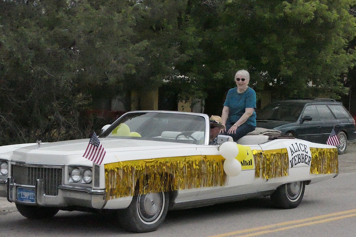 Homesteader Days Grand Marshall Alice Webber rides through Hot Springs Sunday in the main parade. (Chuck Bandel/VP-MI)