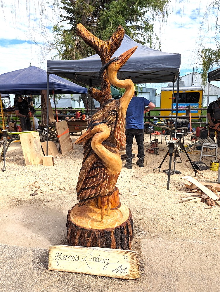 Sandpoint carver Denny Henson's sculpture of herons took top honors at last weekend's Mission Valley Chainsaw Carving Rendezvous. (Susan Lake photo)