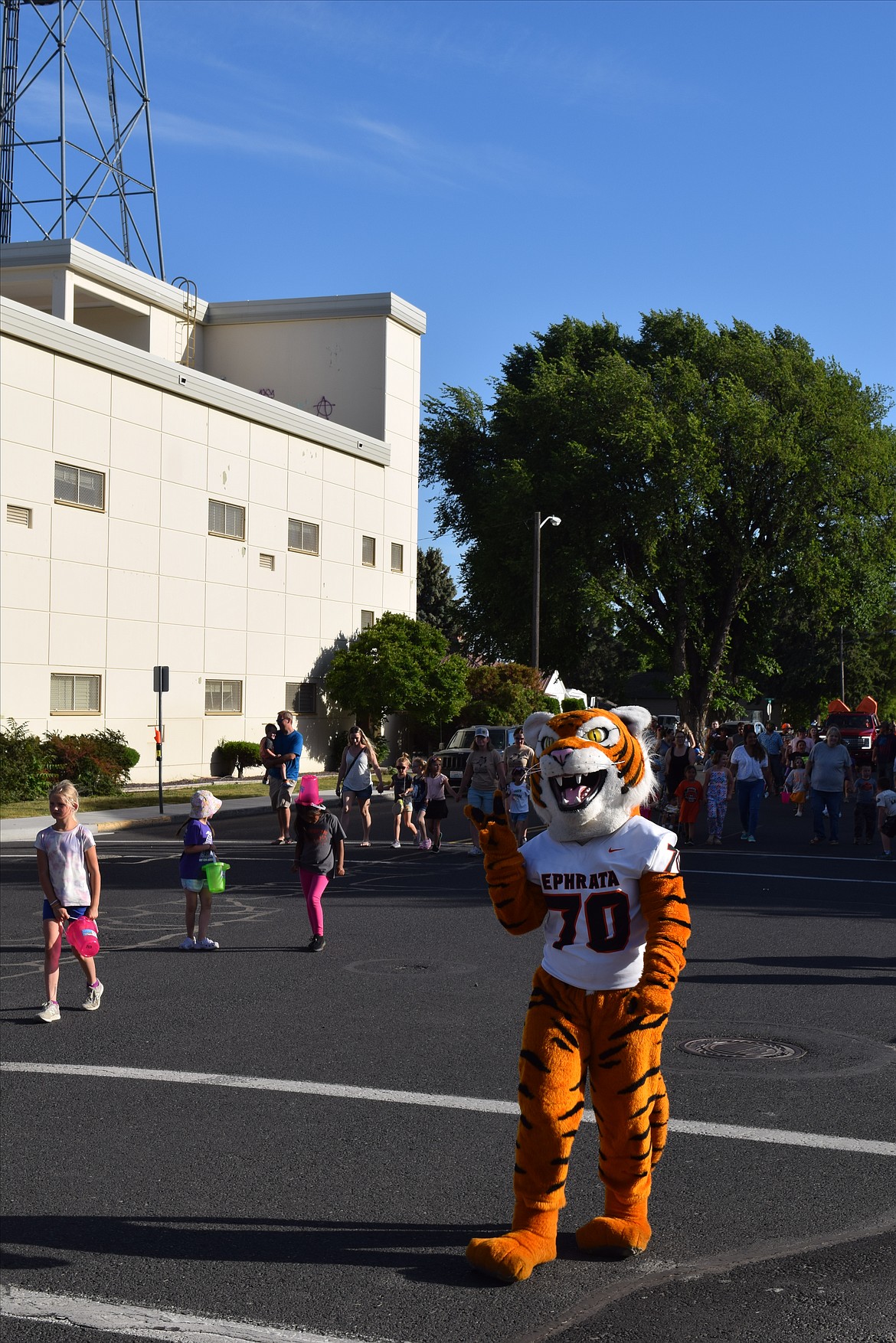 Tao, the Ephrata High School mascot, kept a close eye on the youngsters in the Kiddie Parade this year and posed for photos with children - and even a few adults - after the parade wrapped up.