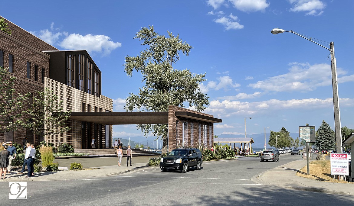 A view of the entrance to City Beach with the entrance to proposed Averill Hospitality hotel.