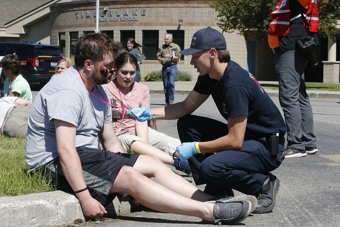 First responders practiced triaging victims during a training exercise Wednesday.