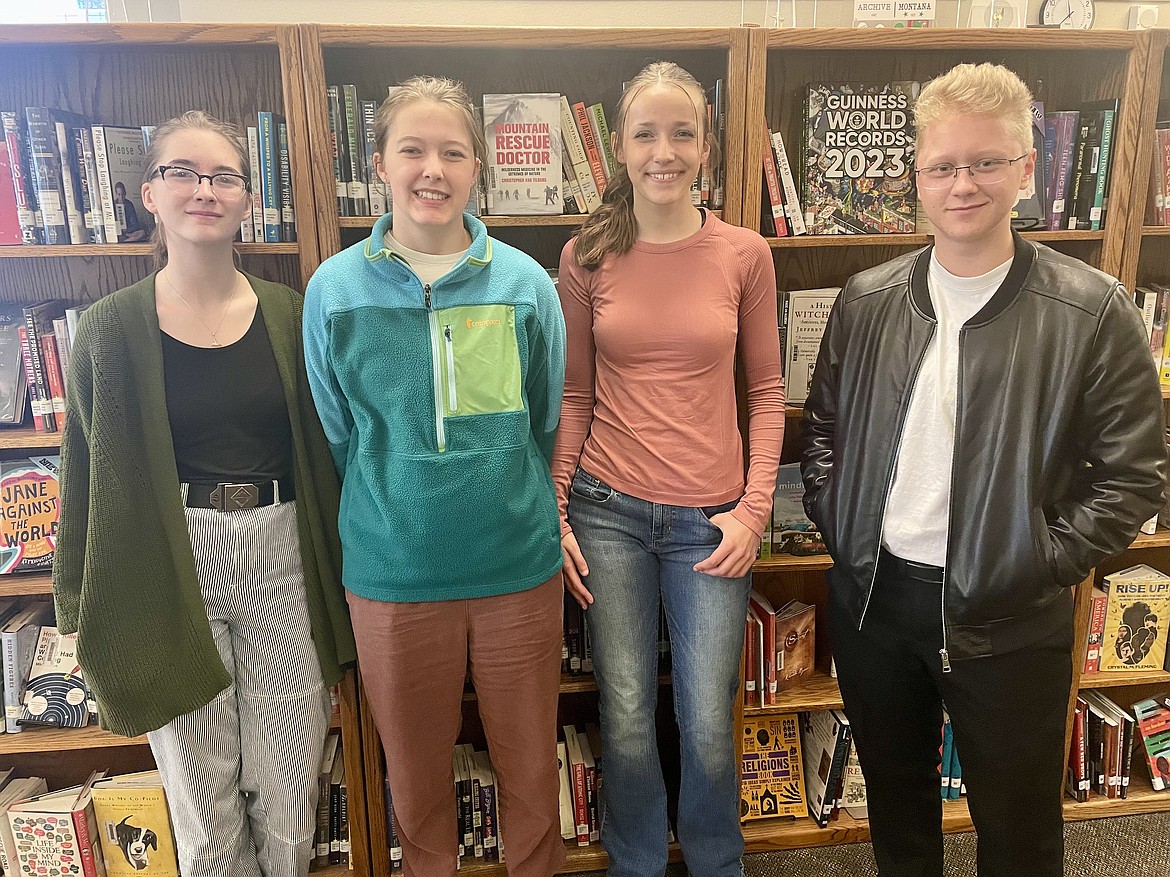 Whitefish High School students who placed in the Flathead Student Writing Contest are, from left, Nora Ide, Sophie McDermott, Cassidy Krack and Felix Solem. (Courtesy photo)