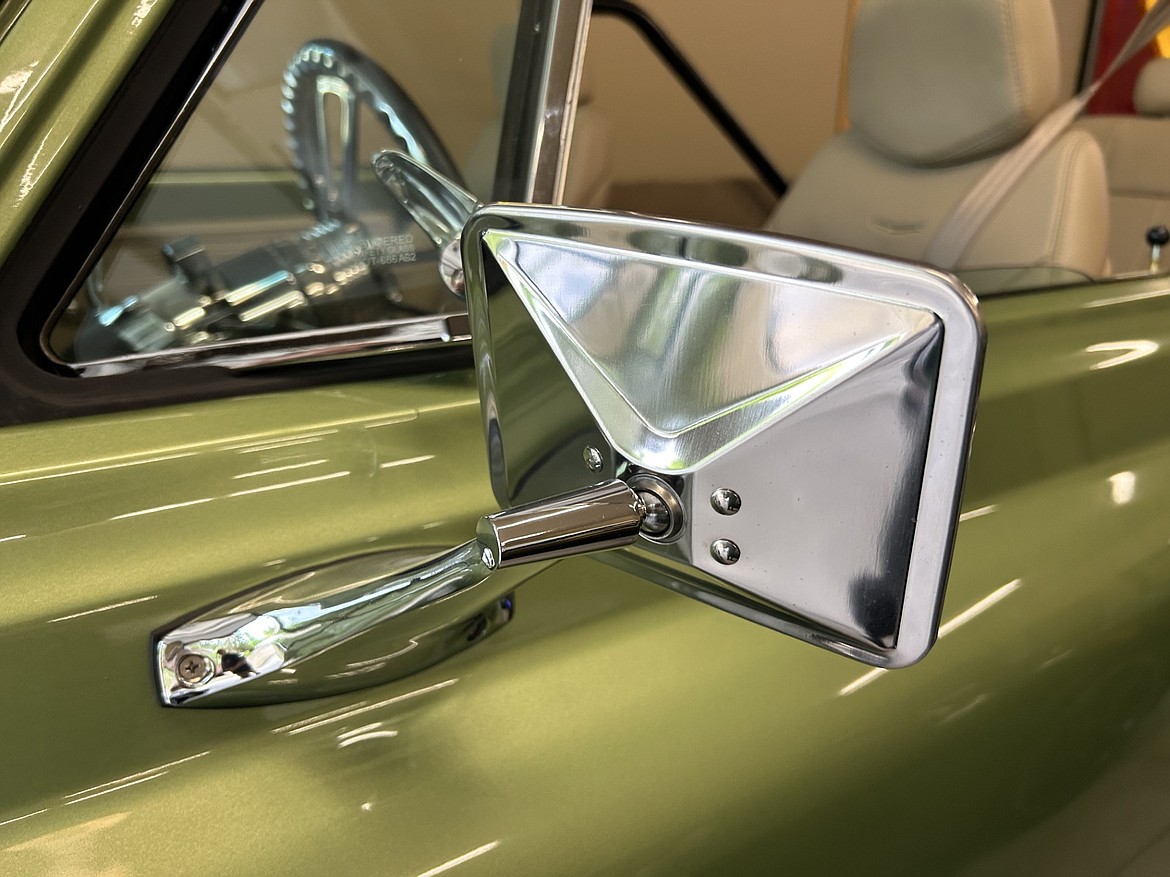 The rearview mirror of a 1972 Blazer owned by Ken Murren.