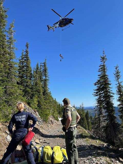 Members of the Life Flight Network, the Shoshone County Sheriff's Office and Two Bear Air assisted two injured ATV riders Wednesday after a crash near Middle Sister Fire Lookout Tower.