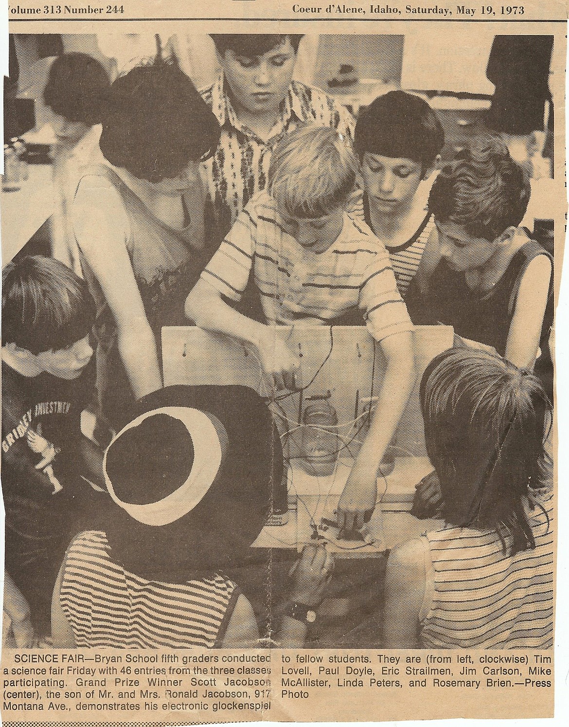 Always a fan of science, newly retired Lake City High game design teacher Scott Jacobson is seen in this May 19, 1973 Coeur d'Alene Press photo when he was the grand prize winner of the Bryan Elementary fifth grade science fair.