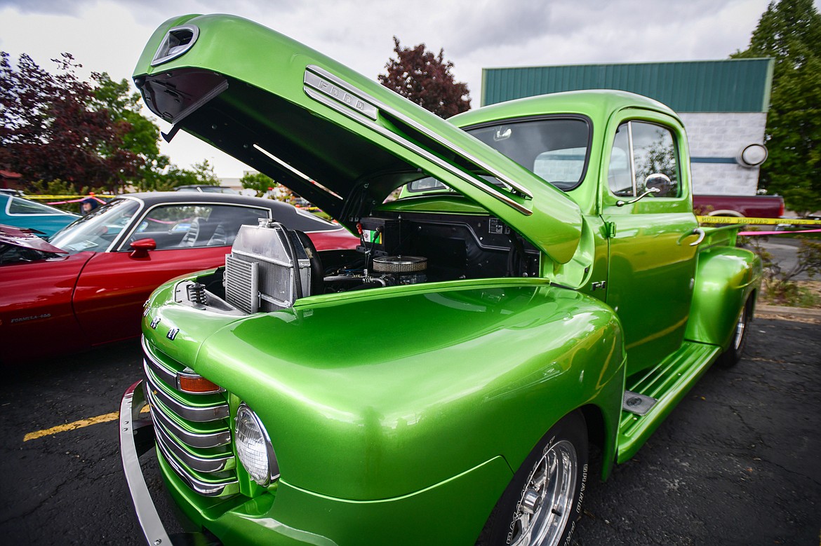 A classic Ford F1 pickup at The Big Shindig in Kalispell on Saturday, June 15. The Big Shindig features a wide range of classic and custom vehicles as well as live music, barbeque, beer and wine and a pin-up polar plunge. Hosted the Glacier Street Rod Association and the Desoto Grill, money raised benefits Mikayla’s Miracles and Blessings Foundation. (Casey Kreider/Daily Inter Lake)