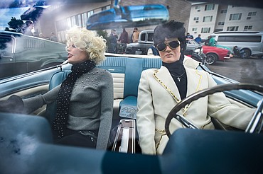 Elvis Presley and Marilyn Monroe mannequins sit in the front seat of Allen "Gus" Guston's 1966 Ford Mustang at The Big Shindig in Kalispell on Saturday, June 15. The Big Shindig features a wide range of classic and custom vehicles as well as live music, barbeque, beer and wine and a pin-up polar plunge. Hosted the Glacier Street Rod Association and the Desoto Grill, money raised benefits Mikayla’s Miracles and Blessings Foundation. (Casey Kreider/Daily Inter Lake)
