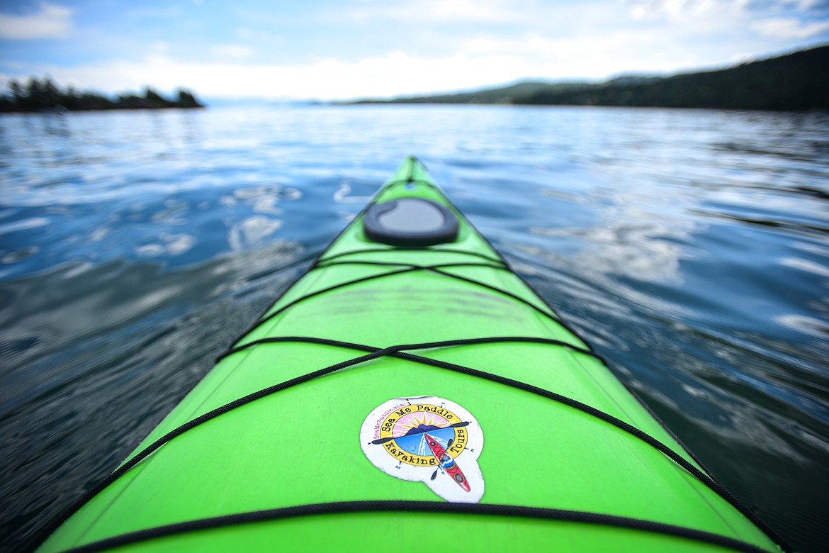 Paddling out onto Flathead Lake from Somers Bay during a Sea Me Paddle kayak tour on Friday, June 14. (Casey Kreider/Daily Inter Lake)