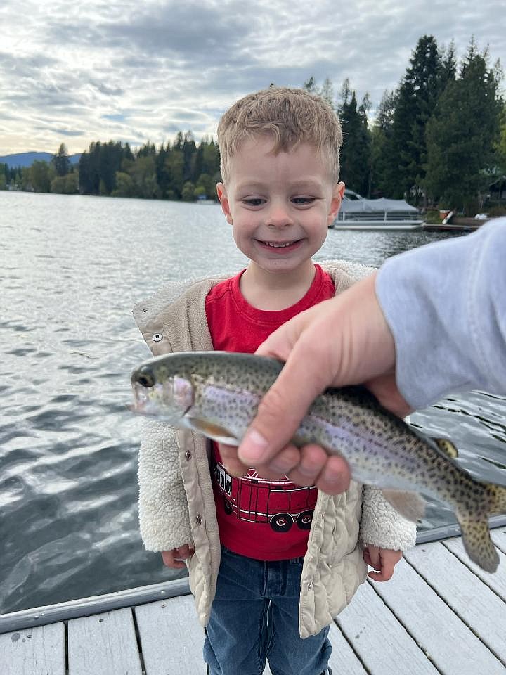 Asher's first fish.