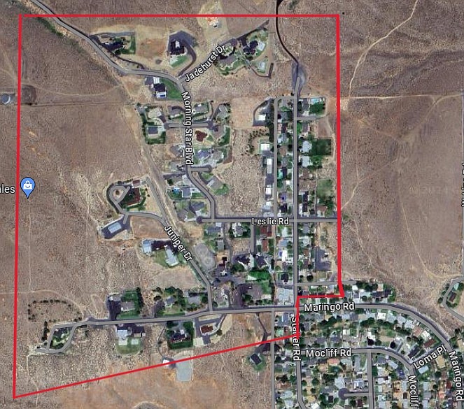 A rough diagram of the area in Ephrata impacted by a Monday afternoon sewer outage.