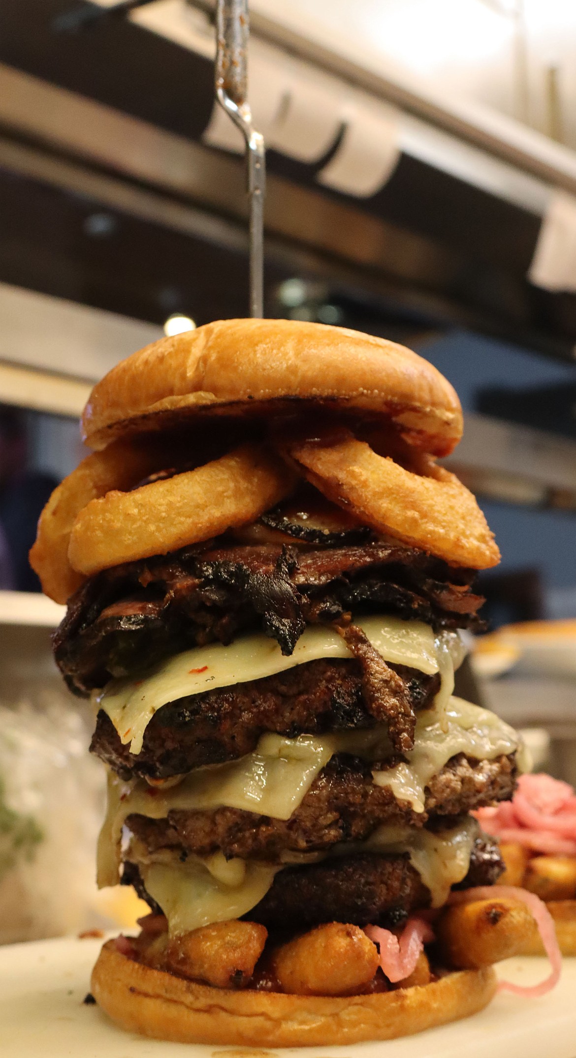 Anyone with an extra-large appetite is invited to visit Big Arm Resort and try the Flossie Challenge – five pounds of brisket, burger and other tasty ingredients. (S&K Gaming photo)