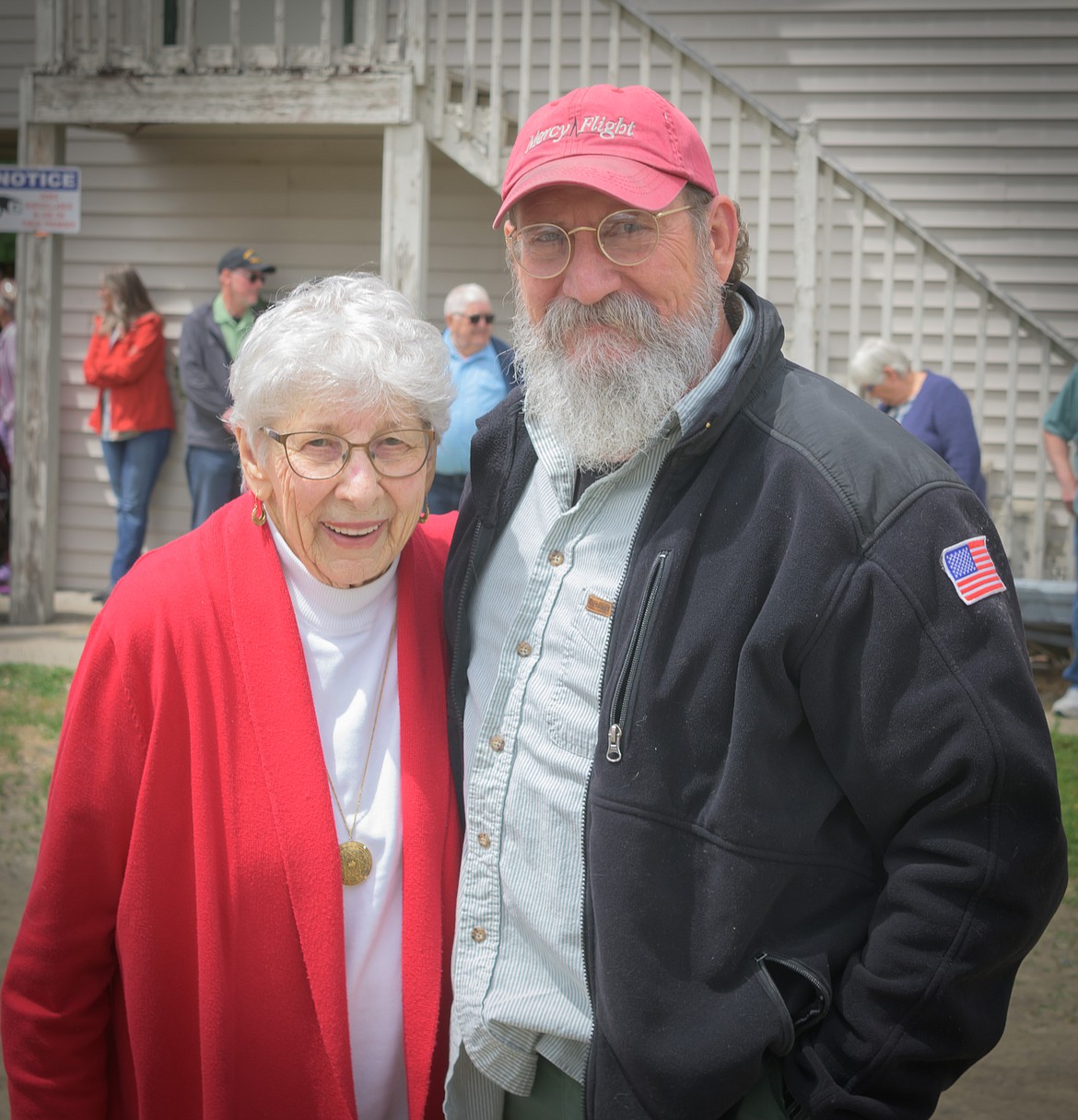 Joel Banham from the Plains Paradise Rural Fire Department at Betty Meyer's birthday party. (Tracy Scott/Valley Press)