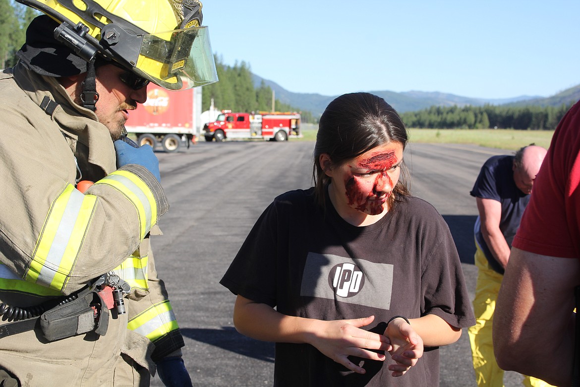 Students from the Superior High School drama department played victims in the exercise. (Monte Turner/Mineral Independent)