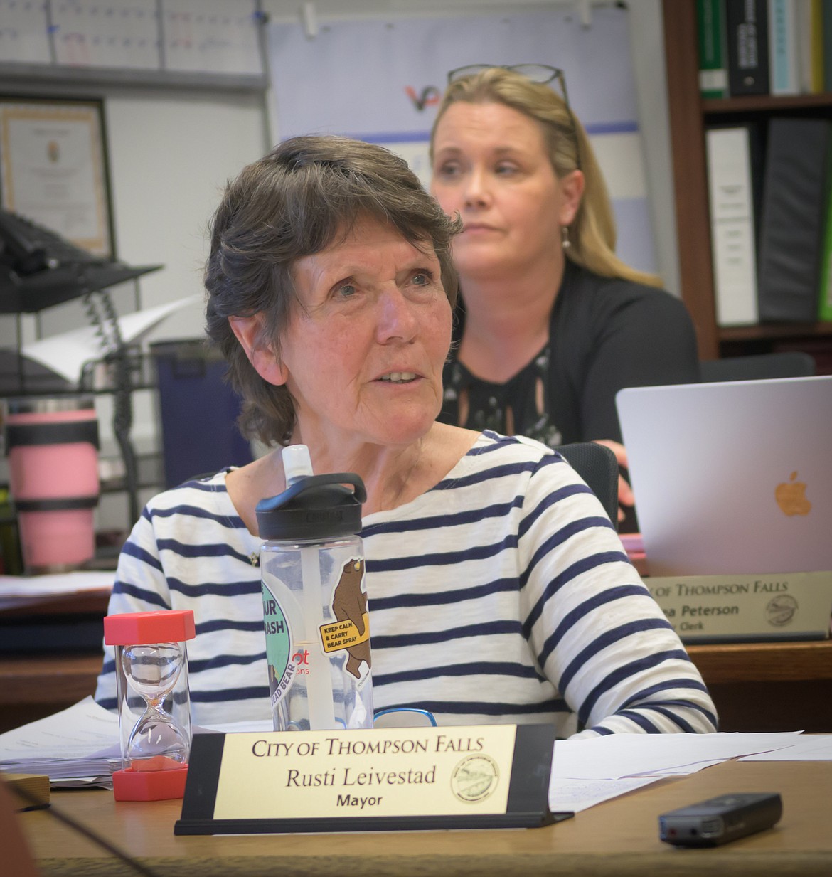 Mayor Rusti Leivestad discusses the proposed zoning ordinance changes at the recent Thompson Falls City Council meeting. (Tracy Scott/Valley Press)