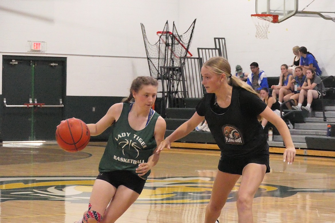 St. Regis guard Shayla Dalka drives toward the basket during a summer game this past week in St. Regis.  (Chuck Bandel/VP-MI)