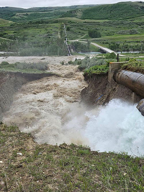 Flooding at the St. Mary Canal Siphon near Babb on Monday, June 17, 2024. (Bureau of Reclamation photo)