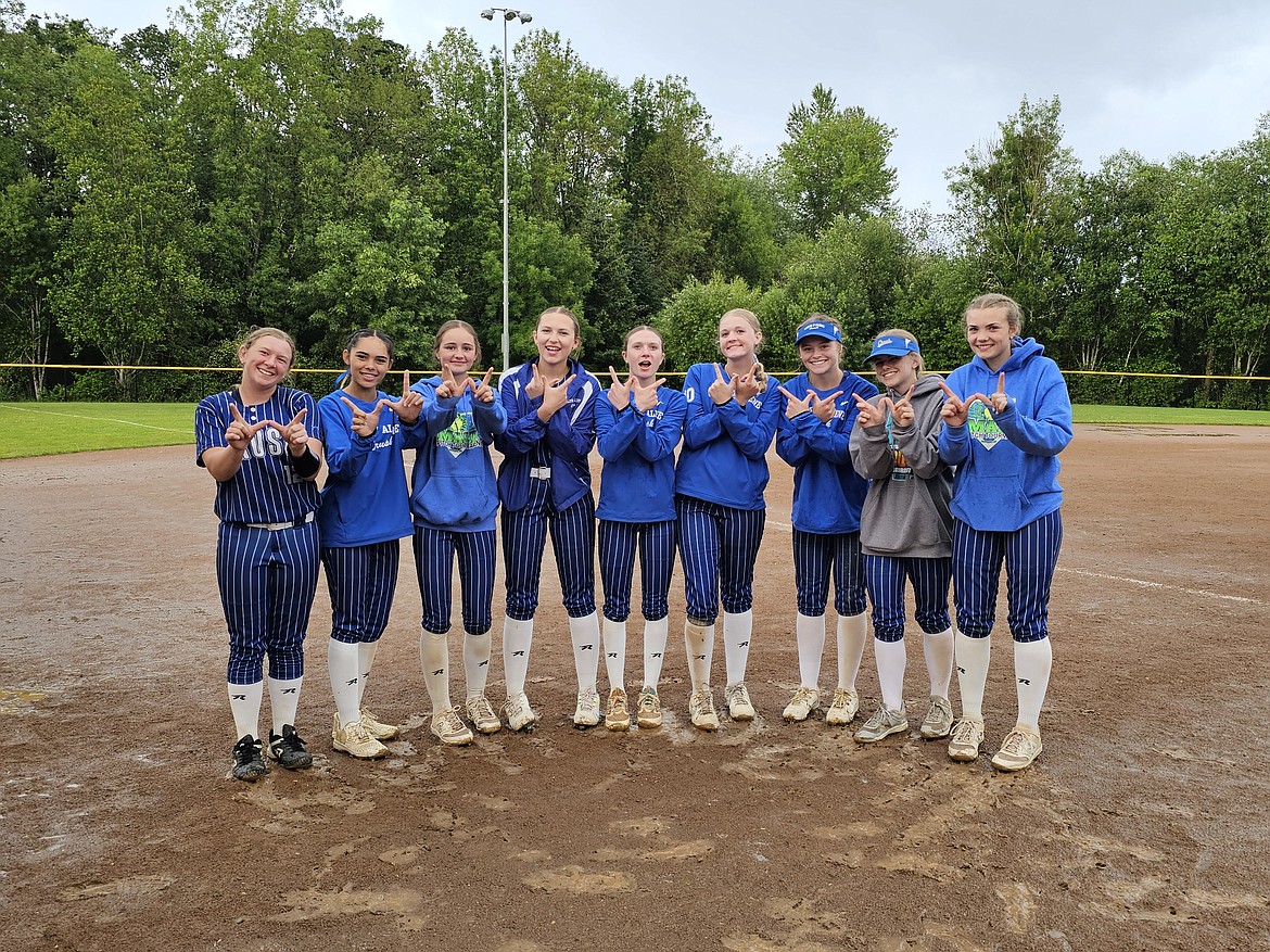 Courtesy photo
The Coeur d'Alene Crush 14U fastball softball team, with just nine players due to injuries and other obligations, went 5-0 to reach the Platinum Bracket championship game at the Triple Crown Portland Valley Invite. The championship game was cancelled due to rain before it started. The Crush were declared 14U co-champions, ending up in the top two out of 48 teams from throughout the Northwest, Alaska, and Hawaii. From left are Jenna Davenport, Jaiden Corbey, Ada Blakemore, Maddy Pratt, Molly Nelson, Madeline Peterson, Olivia Watt, Macy Waterhouse and Reese Vanek.