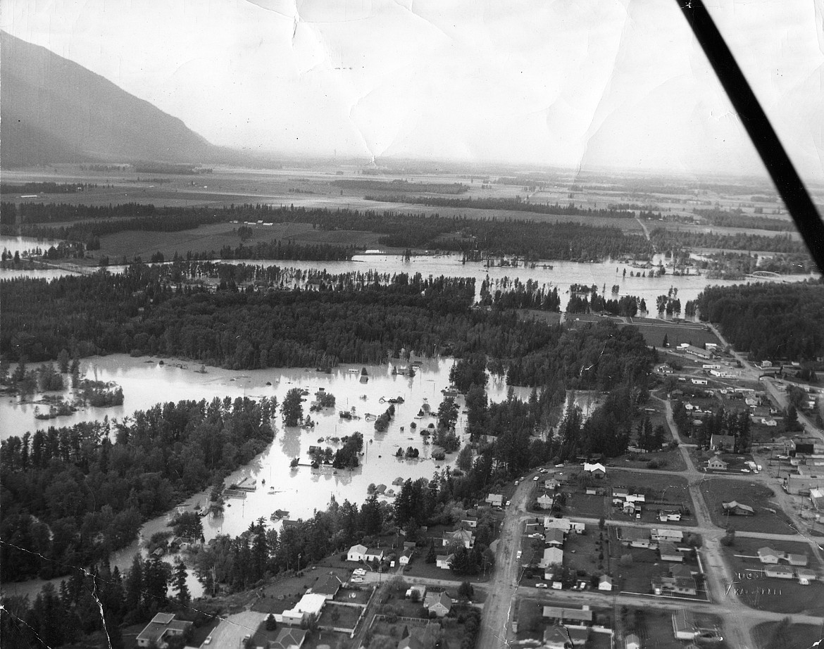 An aerial shot of Columbia Falls after the flood of 1964. (Hungry Horse News)