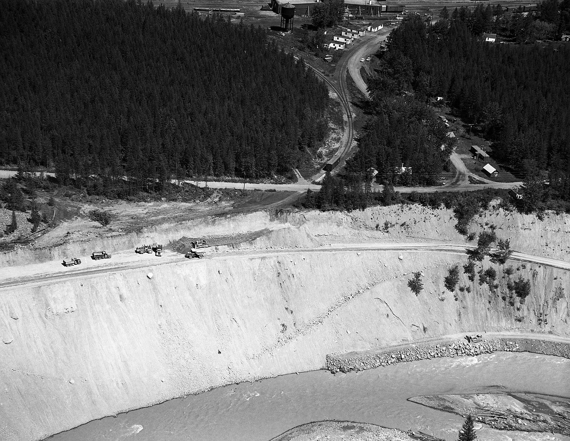 Aerial view of U.S. 2 reconstruction, June 17, 1964. (Hungry Horse News)