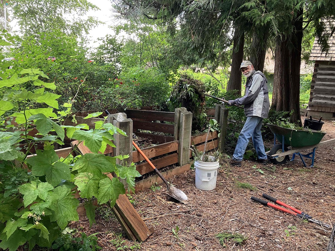 A volunteers works at the Kinnikinnick Native Plant Society's Native Plant Arboretum in Sandpoint in 2023.