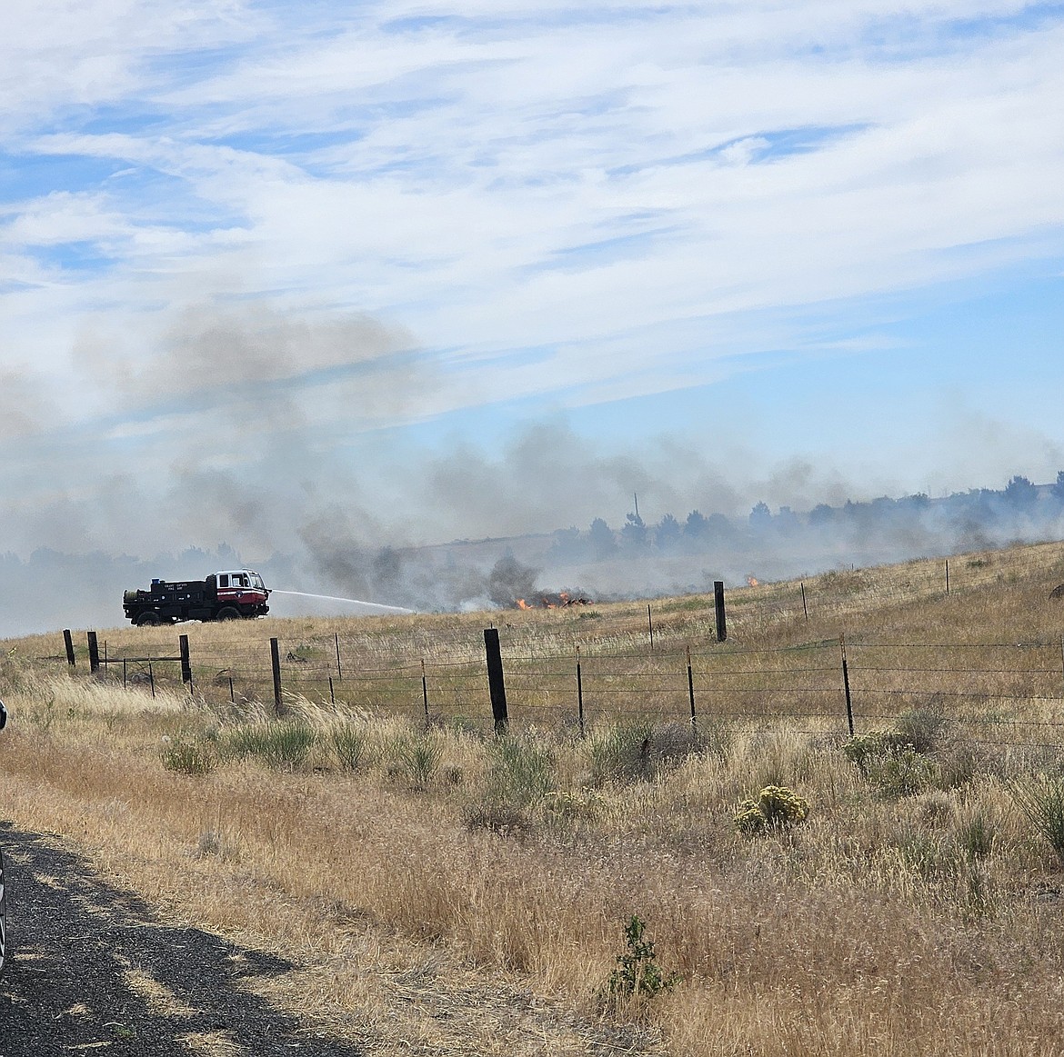 A fire along Highway 28 near Soap Lake caused the highway to shut down while firefighters took care of the blaze.