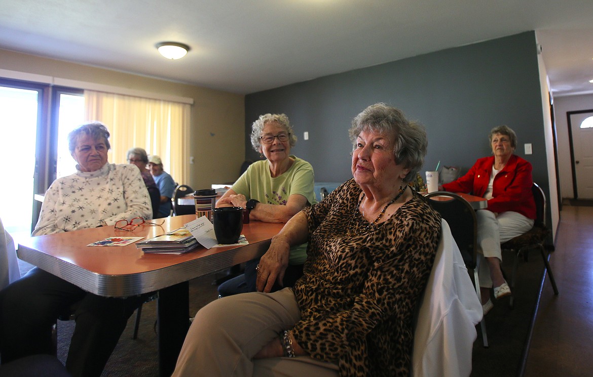 Gloria Huffman, center right, discusses her experience being a TOPS member for 40 years during the Hayden club's weekly meeting Tuesday morning. The chapter is celebrating its 60th anniversary.