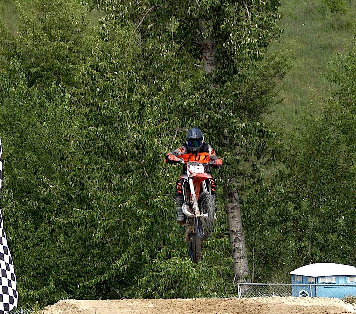 Libby's Jaxon Uithof gets some air at the Millpond Motocross races Saturday, June 22, 2024. (Courtesy photo)
