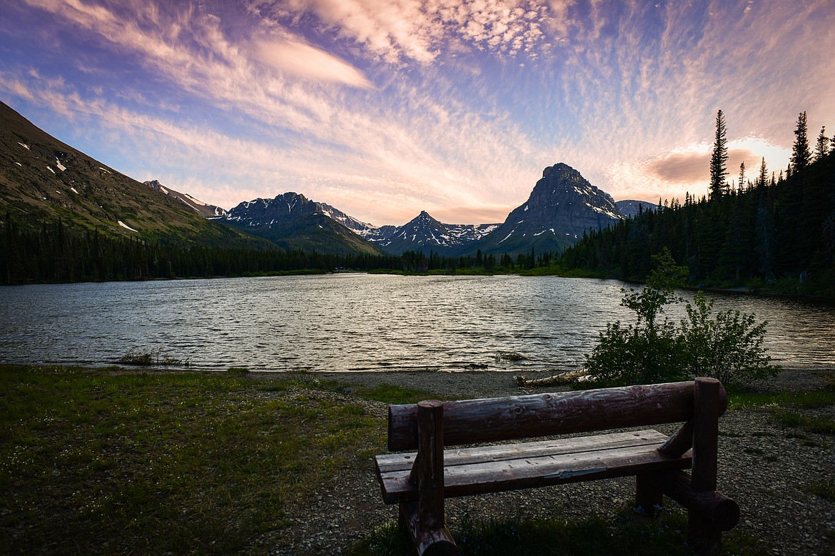 The sun sets behind Pray Lake next to the Two Medicine Campground in Glacier National Park on Sunday, June 23. (Casey Kreider/Daily Inter Lake)