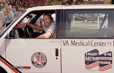 Omer Karns drives his DAV van.