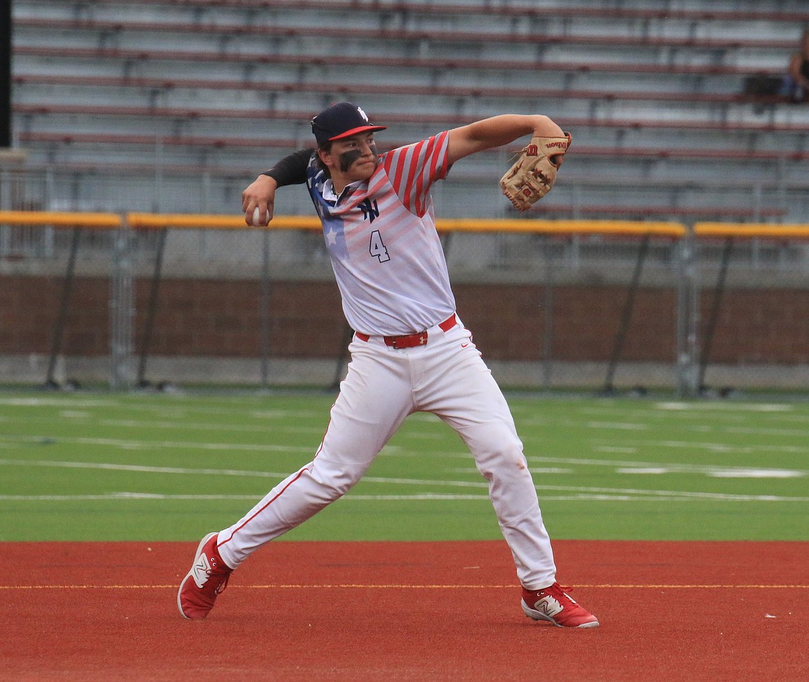 Jorden Tyler gets ready to fire to first for one of his many putouts playing third base on Wednesday.