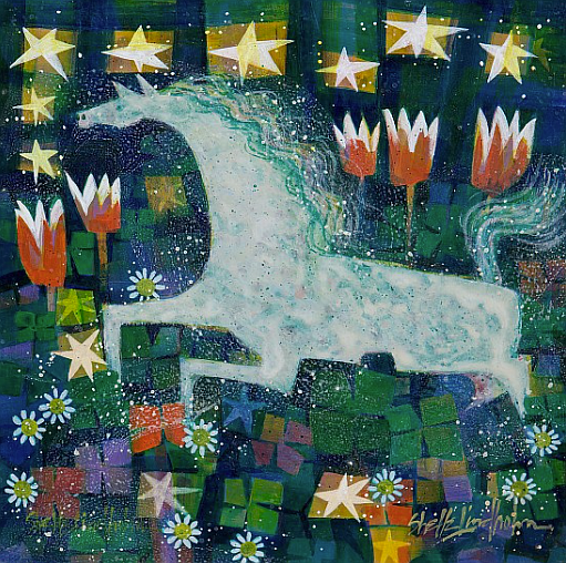 Shelle Lindholm, "Lucky Stars," acrylic on panel.