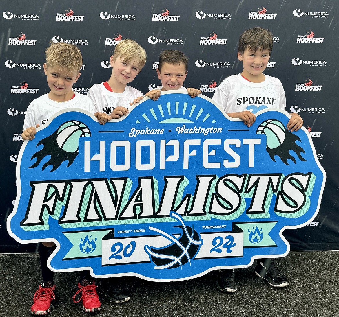 Courtesy photo
The Cd'A SharpShooters finished second in their second grade boys bracket at Hoopfest last weekend in Spokane, beating teams from Liberty Lake, Pullman and Spokane to reach the championship round. From left are Connor Gregg, Rocco Dominico, Cam Bennett and Jackson Martin, all of Coeur d'Alene.