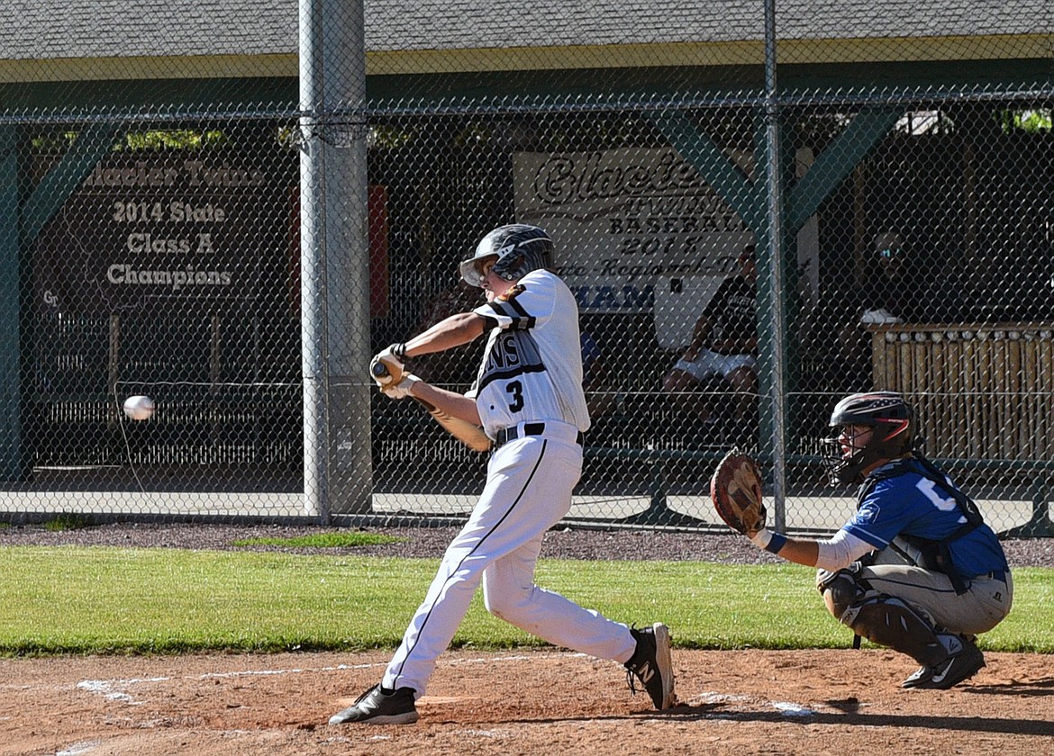 Glacier Twins' West Amerman batting at the game vs. Libby Loggers A June 25. (Kelsey Evans/Whitefish Pilot)