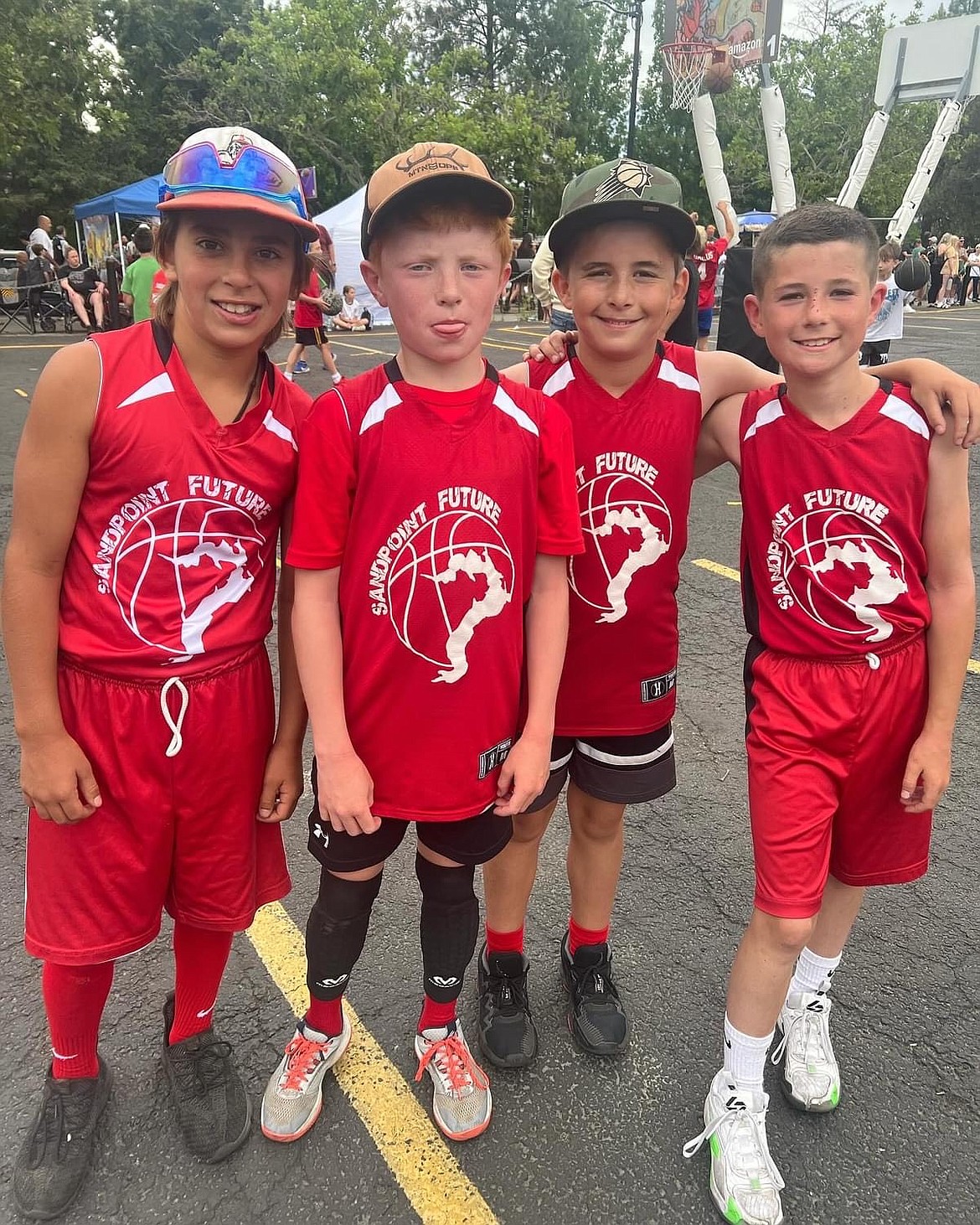 From left, Rowin MacDonald, Harper Fields, Greyson Reid and Emerson Marshall of the Sandpoint Ballers reached the championship in their bracket and finished second at Hoopfest this past weekend after going a solid 5-2 overall.