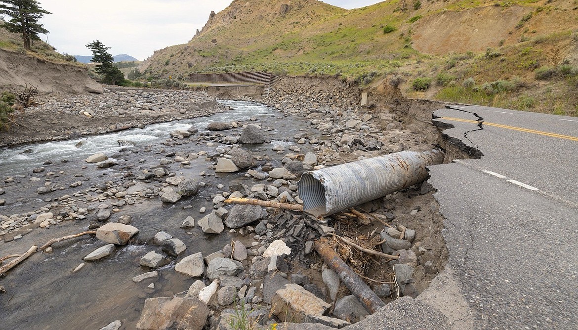 The 2022 floods wiped out multiple roads and hurt the economies of towns around Yellowstone National Park. Still shot from Hugo Sindelar's documentary "One in Five Hundred."