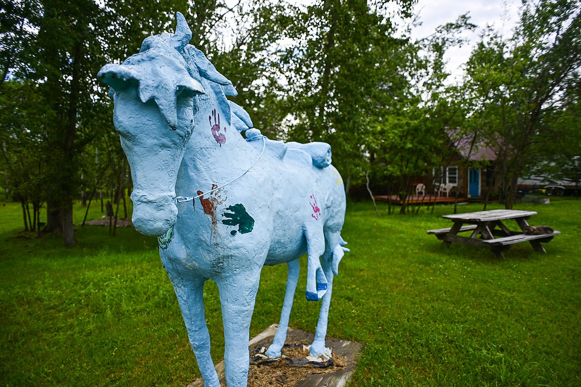 A horse sculpture by Kayz Lynn in her front yard in Kalispell on Wednesday, July 3. (Casey Kreider/Daily Inter Lake)